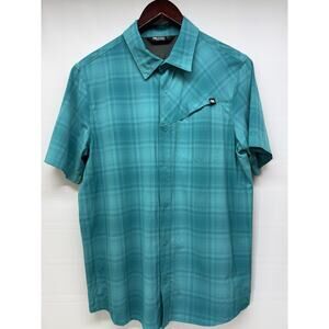 Outdoor Research Sz Medium Astroman Sun Shirt Blue Plaid Short Sleeve Snap OR
